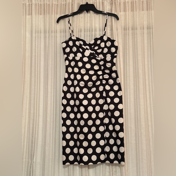 Vintage 90s Black and White Polka Dot Mini Party Dress Size 6 - Picture 5 of 9